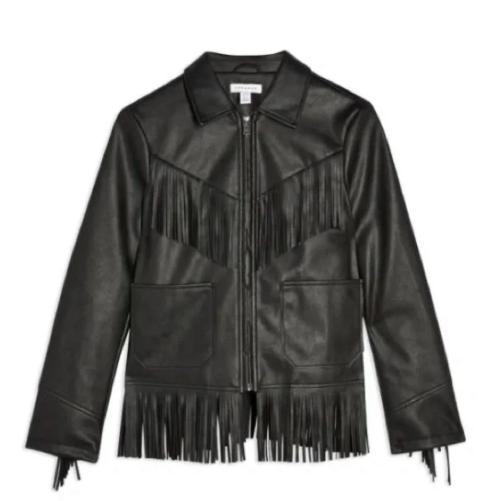 TOP SHOP: Black Fringe Jacket, 8